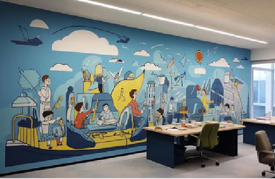  霞浦办公室墙绘的特点。